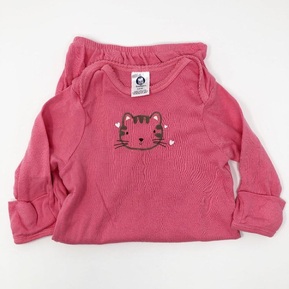 Gerber Baby Girl Long Sleeve Pink Gown 0-6M